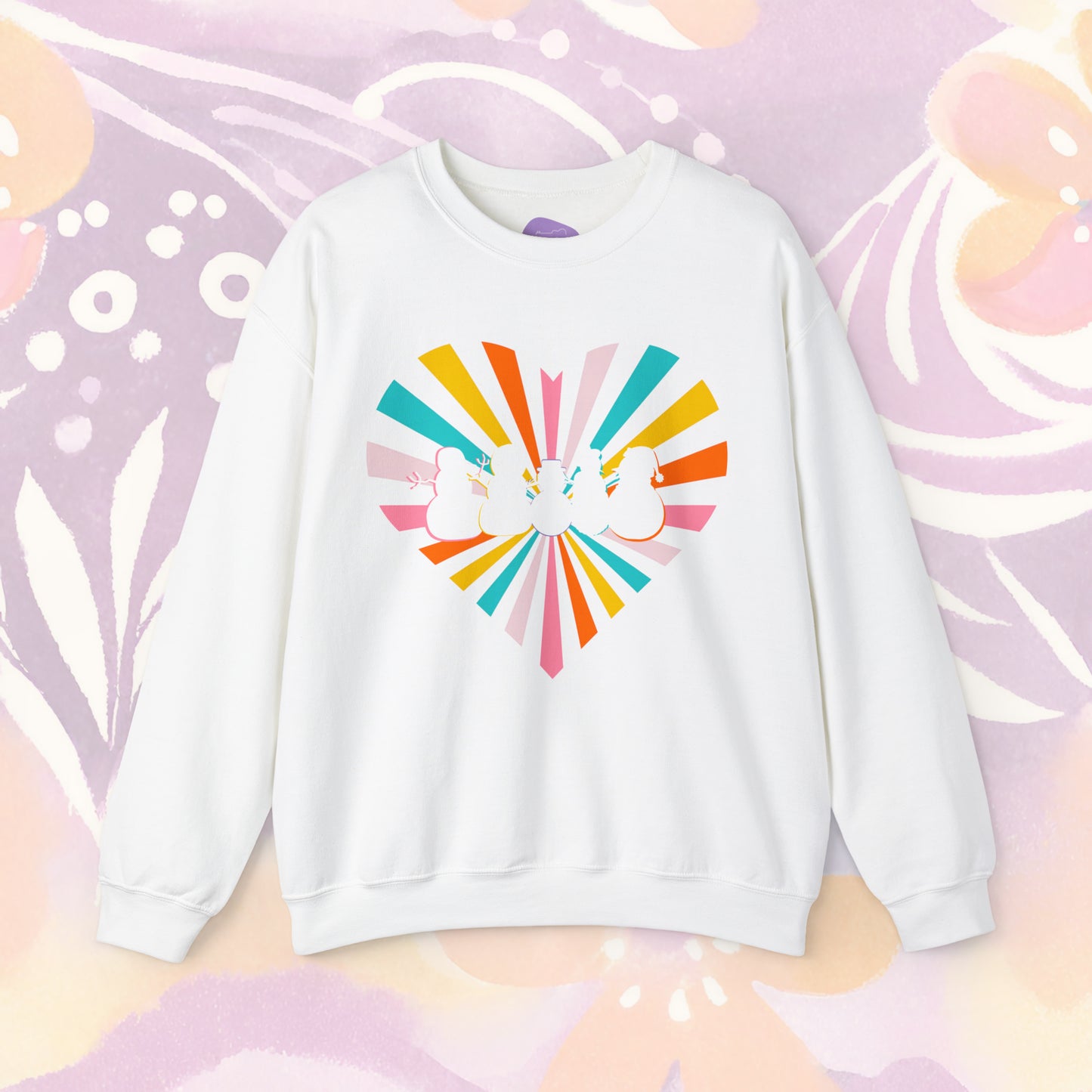 Winter Cheer: 'Retro Snowmies' Radiant Sweatshirt