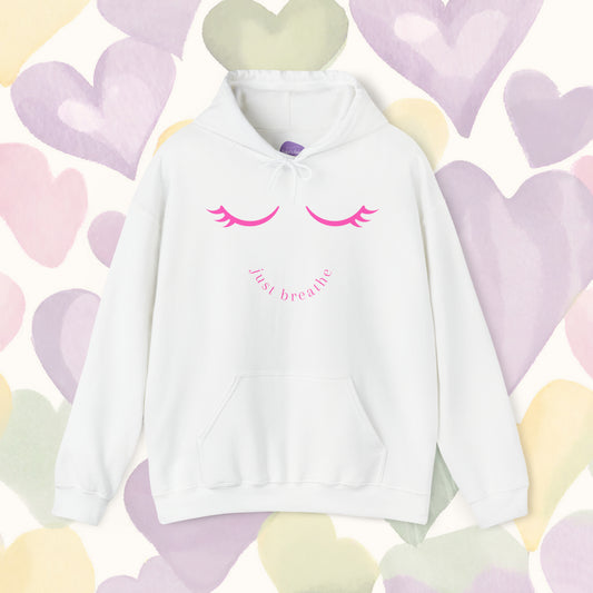 Positive Vibes, Cozy Comfort: 'Just Breathe' Smiley Face Hoodie