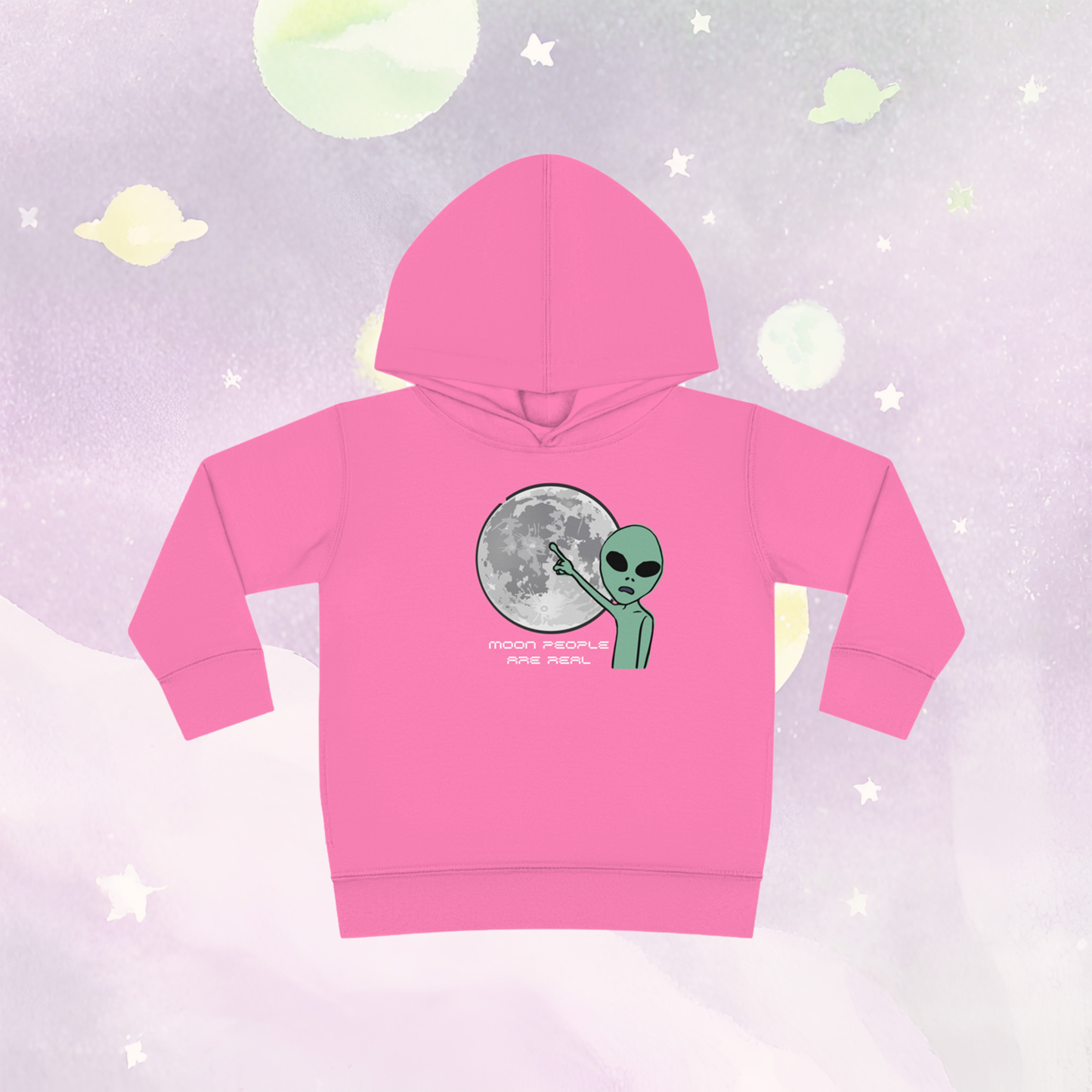 Cosmic Cuteness: 'Moon People Are Real' Toddler Hoodie